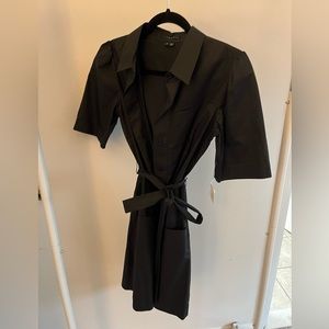 Theory tie waist button down shirt dress